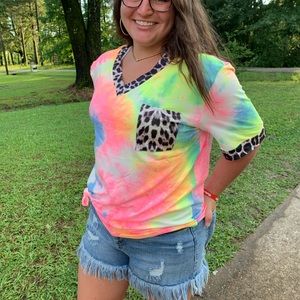 Cheetah and Tie-Dye top!